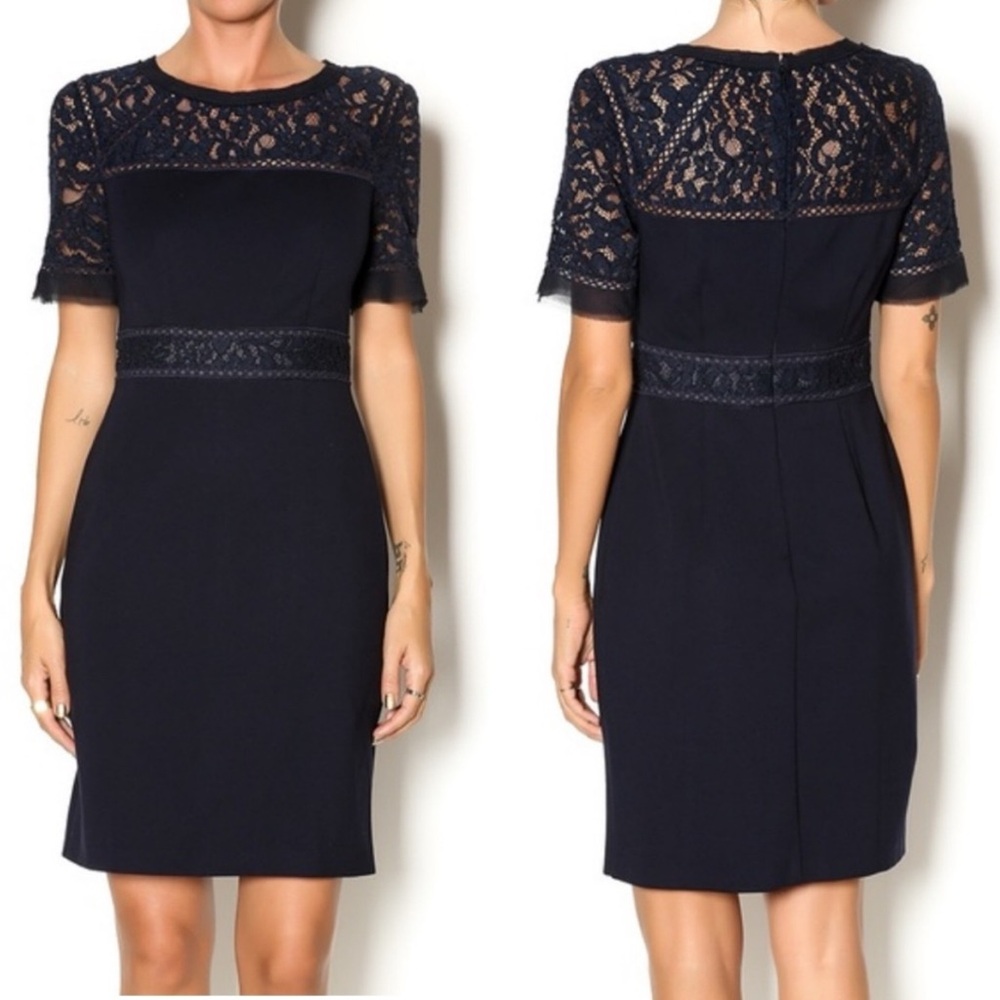 Rebecca Taylor Navy Lace Sheath Dress